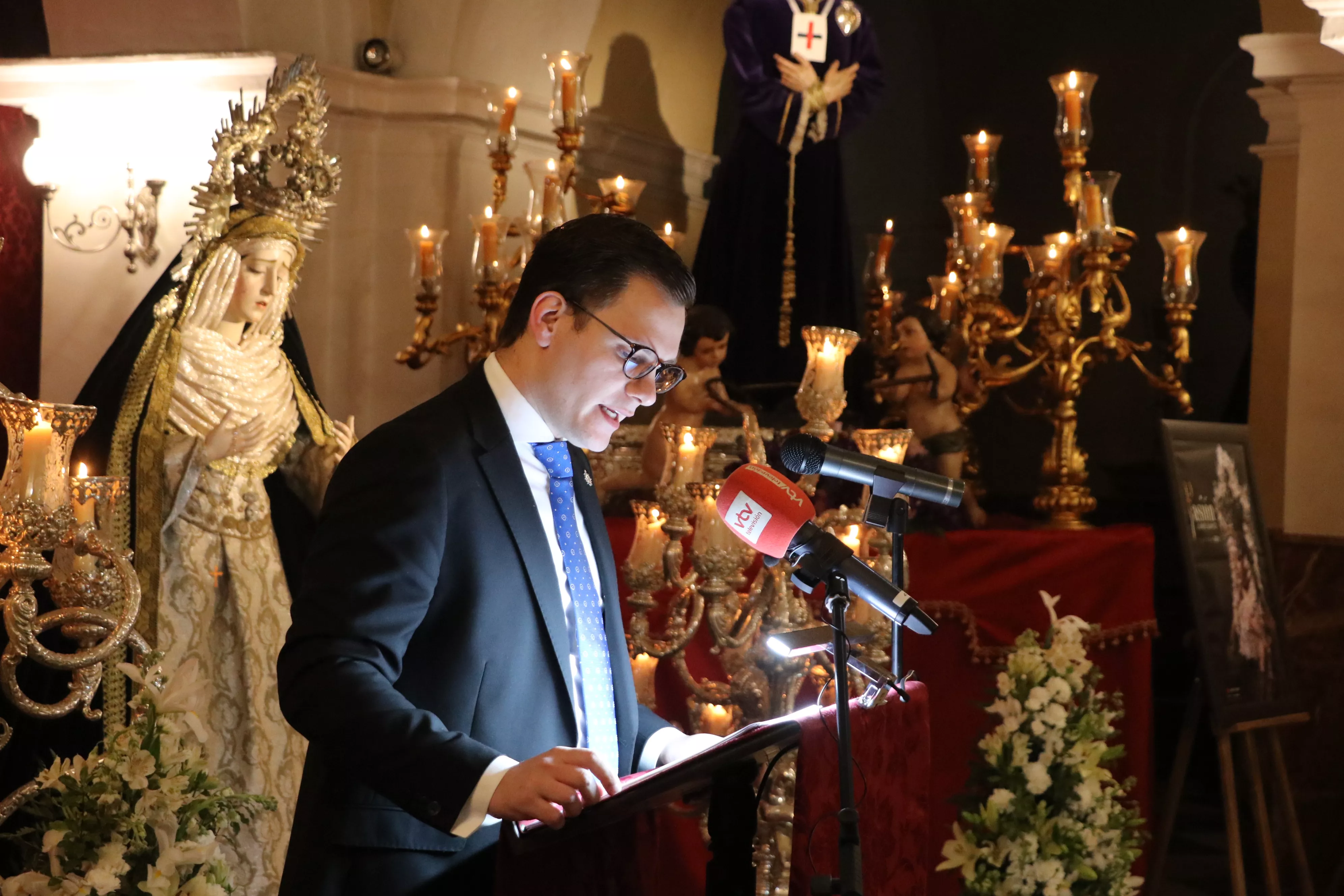 Jesús Ramírez Arroyo durante el pasado Pregón de la Cofradía de Pasión