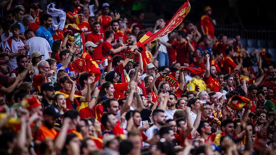 La afición española en uno de los partidos de este Eurocopa 2024. Foto. RFEF