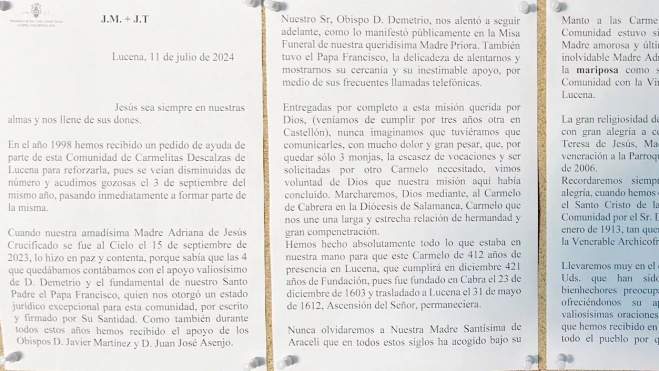 Fragmento del comunicado de las religiosas