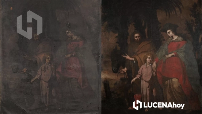 Antes y recuperación del cuadro de Fray Juan del Santísimo Sacramento