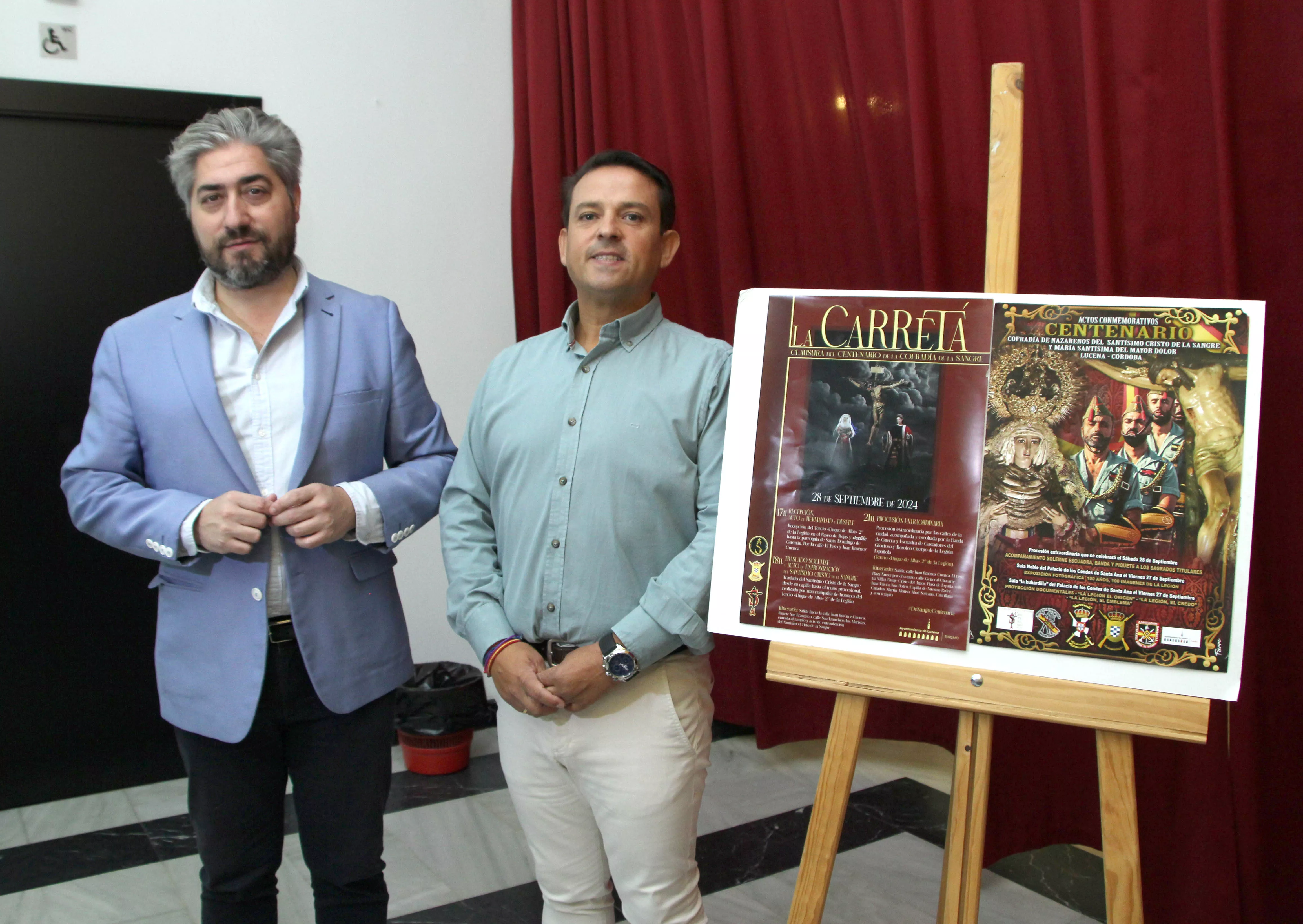 Presentación de los actos por el Hermano Mayor de la cofradía de La Sangre, Óscar Montilla, y el edil de Turismo, Francisco Barbancho