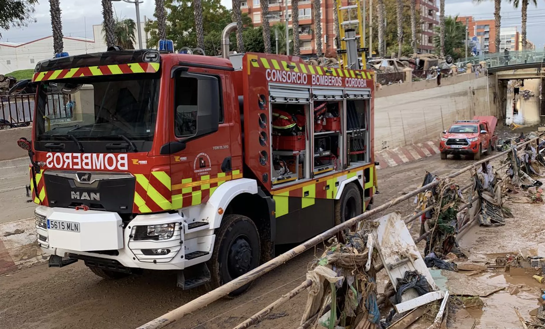 Primeros efectivos del contingente de bomberos de Córdoba en Valencia