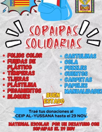 Cartel donación material escolar CEIP Al-Yussana